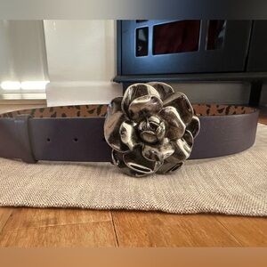 Purple Betsey Johnson Belt with Rose Buckle size Large